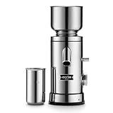 Aarke Kaffeemühle elektrisch – Edelstahl-Kaffeemühle mit einstellbarem Mahlgrad, 64-mm-Mahlscheiben, automatischer Dosierung & Speicherfunktion – für Espresso, Filter & Cold Brew