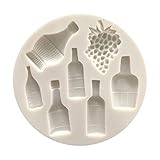 Form Für Kleine Kuchen , Dekoration, Zubehör, Trauben und Weinflaschen, Flip-Zuckerkuchen, Silikonwerkzeuge, Trauben-Schokoladen-Ton-Kuchen-Dekoration Silikonbackform Kastenform (Grey, One Size)