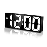 Sarsumir Wecker Digital Uhr, LED Digitaler Wecker mit Zeit Datum Temperatur Schlummerfunktion Helligkeit Einstellbar wecker Kinder für Zuhause Schlafzimmer Büro, Weiß Licht