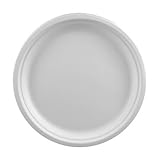 Papstar Pappteller / Einwegteller weiß, rund 'pure' (50 Stück), robust, hergestellt aus nachwachsendem Zuckerrohr, biologisch abbaubar, Durchmesser 26 cm, Höhe 2 cm, ungeteilt, #81326