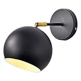 XXIAOLONG Wandleuchten, Wandleuchten, runder Lampenschirm aus Metall, Verstellbarer Kopfwinkel, Wandleuchte für Schlafzimmer, Nachttisch Wandlampe
