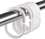 LIHAO 24x Duschringe Duschvorhangringe Kunststoff Aufhängeringe für Duschstange Weiß (Verpackung MEHRWEG)