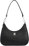 Tommy Hilfiger Damen Schultertasche Logotape mit Reißverschluss, Schwarz (Black), Einheitsgröße