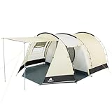 CampFeuer Zelt Super+ für 4 Personen | Sand/Schwarz | XXL Tunnelzelt mit 2 Eingängen und Vordach, 3000 mm Wassersäule | Zelt mit Vorzelt und Bodenplane, Gruppenzelt, Campingzelt Familienzelt
