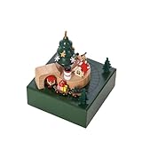 Weihnachts-Spieluhr – Weihnachts-Spieluhr aus Holz, magnetische Zug-Spieluhr mit Vistaprint-Urlaubsanzeige, bewegliche Zug Spieluhr für den Innenbereich