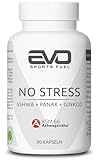 EVO SPORTS FUEL No Stress KSM-66® Ashwagandha Kapseln | 90 Kapseln | original indische Schlafbeere mit Panax, Ginkgo, Vitamin B6 | 100% Vegan & natürlich | geprüfte Qualität | Made in Germany