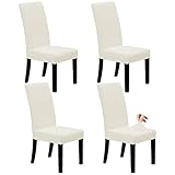 Easy-Going Parsons Stuhlhussen für Esszimmerstühle, dehnbar, für Esszimmer, Zeremonie, Bankett, Elfenbein, 4 Stück