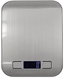 ChiliTec Küchenwaage bis 5Kg 1g genau Digitale Waage mit Display für Küche Backen Kochen Tara Funktion Edelstahl Oberfläche 18x14cm