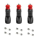Leloco 3 Stück KFZ Universal 12V Zigarettenanzünder Stecker, 12V-24V Sicherheits-Universalstecker Normstecker mit 6 Stück 10A Sicherung für Auto LKW PKW Motorrad Navi Auto-Handstaubsauger usw