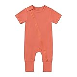 Generisch Neugeborenes Baby Baumwolle Strampler Footless Pyjamas Reißverschluss Kurzarm Sleeper Jumpsuit (Orange, 12-18 Months)