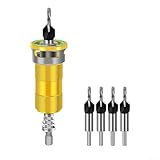 Kegelsenker Holz Set mit 4 Stück, Kegelsenkerbohrer mit Tiefenanschlag, verstellbarer 4-schneidiger Senkbohrer, präzise Tiefenkontrolle für Holzbearbeitung (gelb)