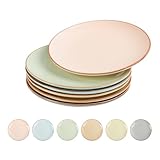 Dessertteller Kuchenteller Salatteller Frühstücksteller Keramik - Teller Set 6 Personen - Servierteller Set Modern in Bonbon Tönen - Ideal für Dessert | Salat | Frühstück | Kuchen | Antipasti - 20 cm