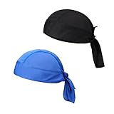 Yizhet 2er Set Bandana Cap, Baumwolle Kopftücher für Herren & Damen, Feuchtigkeitsableitend für Yoga, Tennis, Basketball, Sport & Freizeit