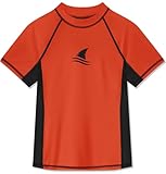 Glimnerize Jungen Rashguard Shirt Weich Bademode Schwimmshirt Rundkragen Kurzarm Badeshirt UV Shirt Shirt Kap-Delfin Rot 152