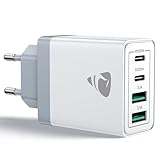 Aioneus USB C Ladegerät, 4 Ports Mehrfach Ladegerät mit USB-C und USB-A, 40W Schnellladegerät PD 3.0 Power Adapter USBNetzteil für iPhone 16 15 14 Pro Max 13 12 11 SE 2020 XS XR 8 7, Samsung, Handys