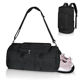 KYYLZ Sporttasche Herren, 30L Damen Sporttasche Rucksack, Klein Sportrucksack mit Schuhfach und Nassfach, Reisetasche Gym Bag für Schwimmen, Sport, Yoga, Fußball,Schwarz