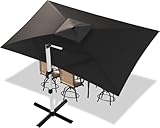 Devoko Sonnenschirm Balkon 300x400x260 cm Alu Ampelschirm mit Abdeckung, Doppel Vordach Wasserabweisend Gartenschirm mit Kurbel,Sonnenschutz UV50+,360°Rotation,Grau