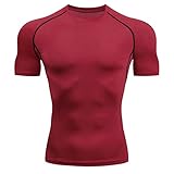 Gsheocm Kompressionsshirt Herren Funktionsshirt Kurzarm Laufshirt Muskelshirt Männer Sportshirts Atmungsaktiv Schnelltrocknend Trainingsshirt für Fitness Training Jogging Große Größen Oberteil