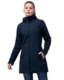 33,000ft Softshelljacke Damen Lange Übergangsjacke Wasserdicht Winddicht Softshellmantel Windbreaker Atmungsaktiv Wanderjacke Outdoor Mantel mit Abnehmbarer Kapuze Juwel Blau L