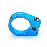 HEMODIAN Aluminiumlegierung Fahrrad Sattelstützenklemme 28,6/31,8/34,9 mm Sattelrohrklemme MTB Fahrrad Sattelrohrclip Fahrradteile Fahrradsattel Sattelklemme(31.8mm Blue clamp)