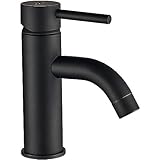 ERCOS Waschtischmischer aus Messing, Mattschwarz, Badmischer ohne Ablaufgarnitur, Ercos Dante Line Mixer