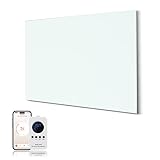 Hocosyme Infrarotheizung Glas 300W, Infrarot Glasheizung mit Fernbedienung 50x60 CM,Elektroheizung mit Überhitzungsschutz - WIFI (Tuya Smart) - Weiß - TÜV