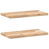 vidaXL Schweberegal 2 STK., Regalbrett für DIY, Wandregal für Wohnzimmer Küche Schlafzimmer Bad, Regalboden Regal, Massivholz Akazie Unbehandelt