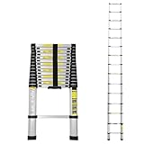 Cecaylie 4,4m Teleskopleiter, Aluminiumleiter Ausziehbare Leiter mit rutschfesten Füßen, Mehrzweckleiter für Dachboden, Stehleiter, Tragbar Leichte Leiter 150 kg Belastbarkeit