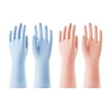 COOLJOB Wiederverwendbare Haushaltshandschuhe, 2 Paar Gummihandschuhe mit rutschfestem Griff, wasserdicht für Küche, Spülen, Putzen, Langarm, Orange & Blau, Größe M