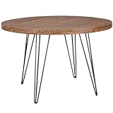 Design Esszimmertisch BAGLI rund Ø 120 x 78 cm Sheesham Massiv-Holz, Landhaus Esstisch braun, Tisch für Esszimmer Küchentisch 4 Personen