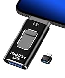 LUIRSAY USB Stick für iPhone 64 GB [MFi-Zertifiziert], 4-in-1 Flash-Laufwerk (Lightning, USB-C, USB3.0, Micro-USB), kompatibel mit iPhone/iPad/Android/PC, Schwarz