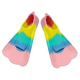 Kinder-Schwimmflossen – Schwimm-Trainingsflossen | helle Regenbogen-Silikon-Trainingsflossen | Kinderflossen zum Schwimmen und Trainieren | bequeme Kinder-Schnorchelflossen für Jugendliche | BeachPool