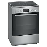 Bosch HKR39C250 Serie 4 Elektro-Standherd, 60 cm breit, EcoClean Direct Reinigungshilfe, 3D Heißluft Backen auf 3 Ebenen, LED-Display-Steuerung, erweiterbare Kochzone für großes Kochgeschirr