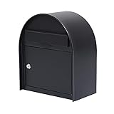 Moderner Briefkasten zur Wandmontage, mit Montagesatz, abschließbar, für den Außenbereich, verzinktes Eisen, Adresskasten, Schwarz