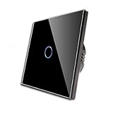 CNBINGO Dimmschalter für LED-Leuchten - Touch Lichtschalter unterputz - Dimmer schalter einfach in Schwarz - Wandschalter mit Glas Panel und Status-LED
