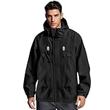 TOFOTL Atmungsaktive Regenjacke Herren Kapuze Warm Für Rollstuhlfahrer Angelanzug 10000Mm Wassersaeule Jacke Rollstuhl Radjacke Fahrradjacke Herausnehmbarer Softshell Regenmantel Herren Schwarz 3XL