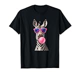 #snirt lustiges Zebra mit Kaugummiblase pinker Sonnenbrille T-Shirt
