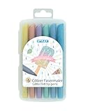 6 Glitzerfasermalstifte 'Pastell' / Fasermaler / Filzstifte