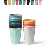 Punxasl 10 Stück Kunststoff Trinkbecher Set, Unzerbrechliche Becher aus PP, Wiederverwendbar, BPA-frei, Spülmaschinen- & Mikrowellengeeignet, Mehrfarbig für Kinder, Camping, Picknick, Party, Haushalt