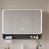 Medizinschrank mit LED-Spiegel, Anti-Beschlag-Touch-Steuerung, modernes Wand-Design für stilvolle Badezimmer-Aufbewahrung, organisierter Platz, weißes Finish