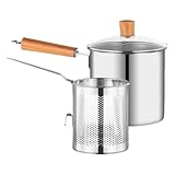Fritteusentopf mit Korb, Fritteusentopf mit Korb, Ölfiltertopf mit großem Fassungsvermögen aus Edelstahl, Mehrzweck-Ölfilterbehälter mit Griff, Küchengerät für den Haushalt