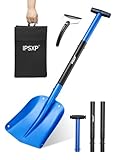 IPSXP Aluminium-Teleskop-Schneeschaufel, abnehmbare Notfall-Schneeräumung Werkzeug, Camping, Garten und Outdoor-Aktivitäten, Farbe: Blau - 260CM