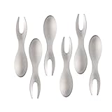 Cabilock 6 Stück Obstgabel Obstspieß Mini Löffel Cocktailgabel Garnierspieß Obst Zahnstocher Dessertgabel Aus Stahl Obstsalatgabel Wiederverwendbarer Olivenpicker Mini