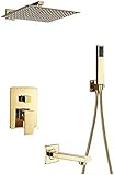 Badezimmer-Wasserhahn, Gold, Regendusche, Bad-Wasserhahn, Wandmontage, Badewanne, Dusche, Mischbatterie, Badezimmer-Duscharmatur, Duschset, Sprinkler