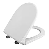 YJYJY Länglicher U-förmiger WC-Sitz mit Soft-Close-Funktion und D-förmigem Deckel mit Schnellverschluss-Scharnieren aus PP-Material