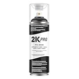2K PRO 2K Spraydose 400ml - 2 Komponenten Sprühlack Schnelltrocknender Spritzlack, UV-Beständig und Kratzfest, Fahrzeuge oder Motorräder, Metall Aluminium | Schwarz Matt