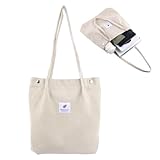 Cord Shopper Tasche Damen,35 * 39 * 12cm（H*L*W）Tote Bag Damen,Mode Beuteltasche Damen,Groß Cord Umhängetasche,Schultertasche für Alltag,Büro,Schulausflug und Einkauf