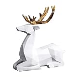 Gcljlmy Dekorative Elch Statue - Tier Skulpturen für Bücherregal, TV-Möbel, Wohnzimmer, Schlafzimmer, Büro (Weiß)