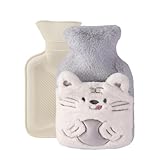 Mhwan Wärmflasche Kinder, Süße Wärmflasche Tier mit Bezug, Kuschelig, plüsch und Flauschige, 500 ml Wärmeflasche Klein, Sicher, Explosionsgeschützt und Auslaufsicher, Abnehmbar und Sauber