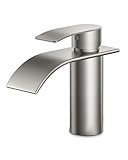 FORIOUS Wasserhahn Bad, Edelstahl Wasserfall Waschbeckenarmatur mit Auslaufhöhe 80MM, Einhebel-Mischbatterie für Kaltes und Warmes Wasser im Badezimmer, Wassersparend, Energiesparend